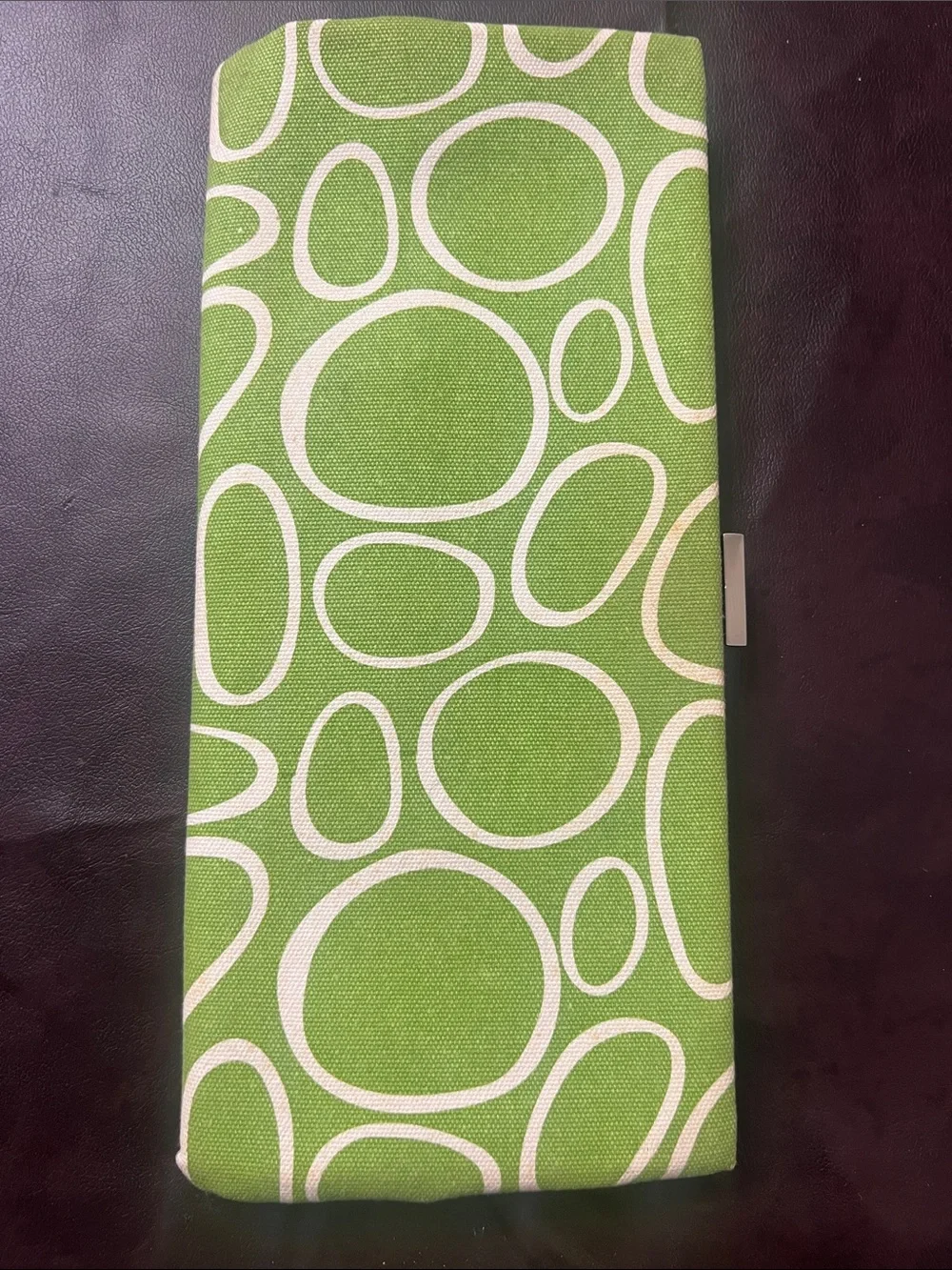 Angela Adams Canvas Clutch w/ Wrapped Leather Handle, use w/ or w/o handle.